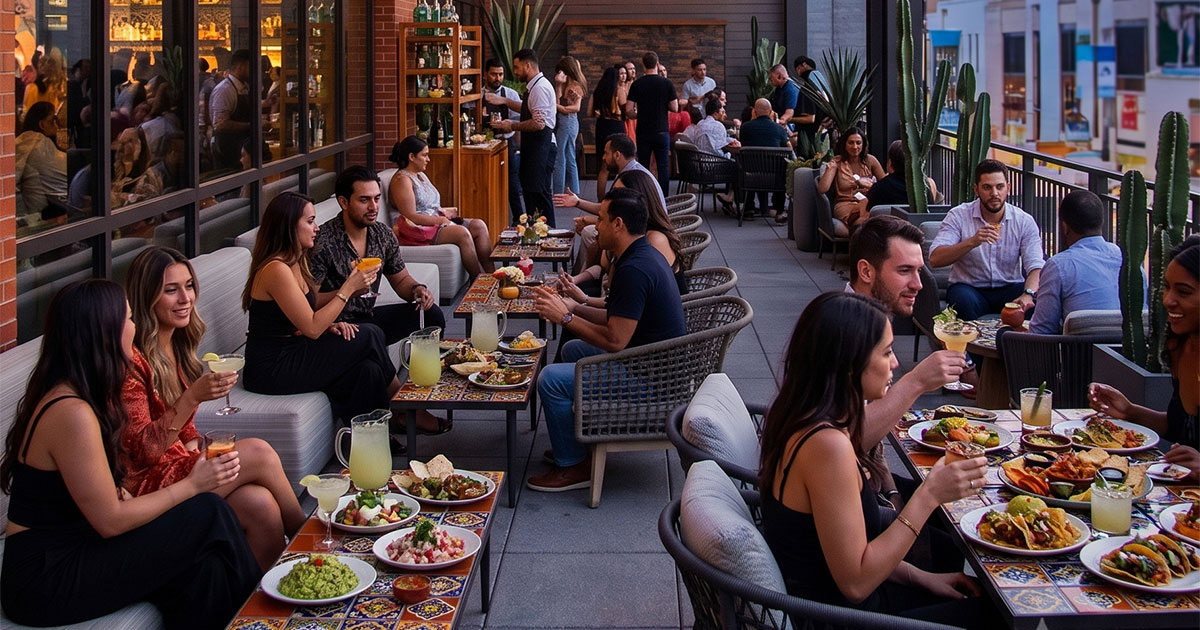 Wrigleyville rooftop and patio diners on a summer evening